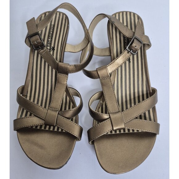 montego bay club Gold wedge sandals Women's Size 6.5 - Picture 7 of 9